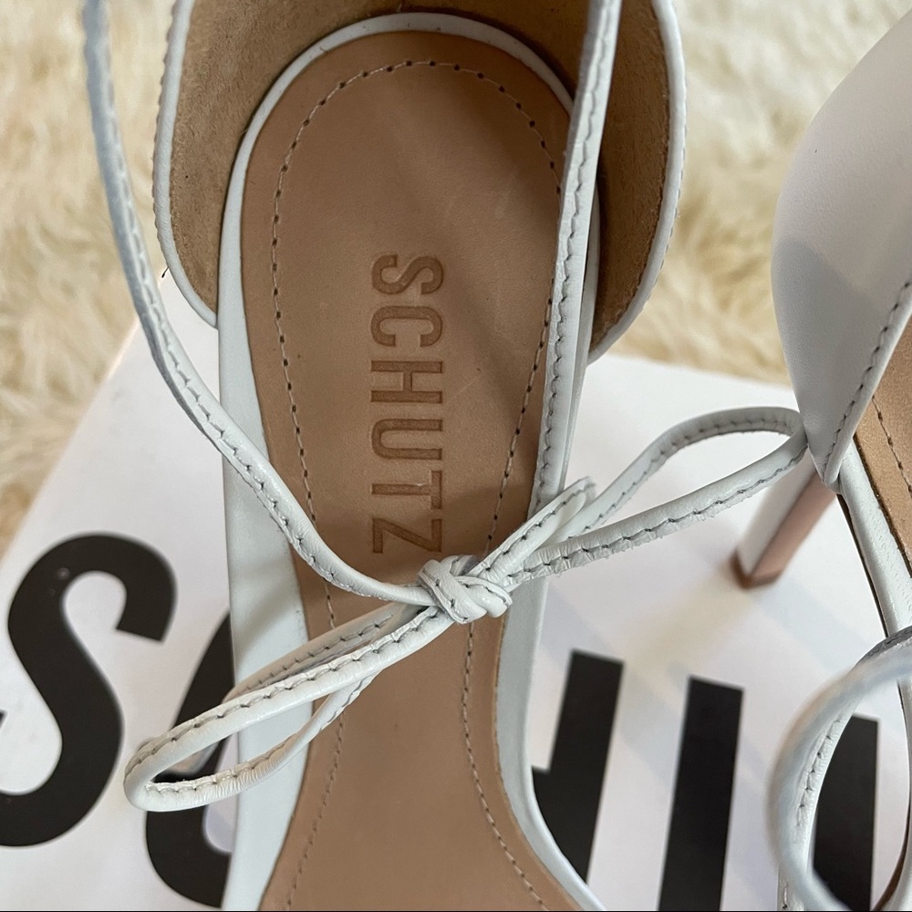 SCHUTZ ✨exclusive✨ white heels with metal balls on toes. size 8 - Picture 4 of 12
